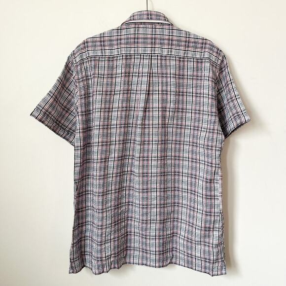 NWT Barbour Deanhill Summer Seersucker Plaid Button Up Shirt Mens Medium Navy - Picture 5 of 10